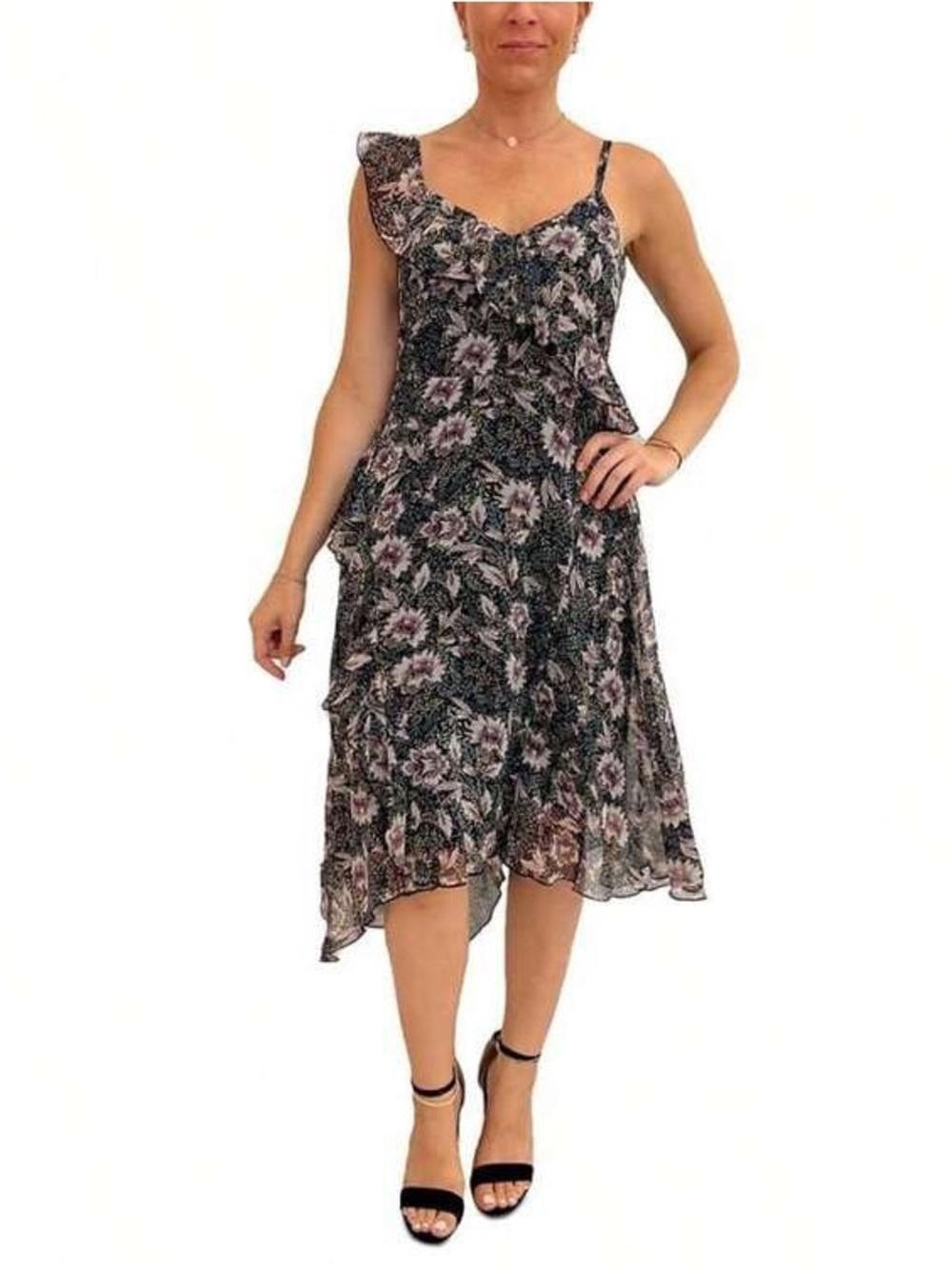 NWT Sam Edelman Women's Country Paisley Ruffle-Trim Midi Dress Size 6